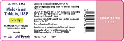 100ct (Meloxicam Tablets 7.5 mg 100 Count Label)